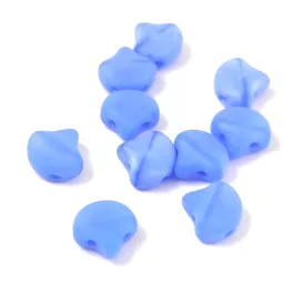   Ginko - cseh préselt kétlyukú gyöngy - Opal Sapphire Matt - 7.5 x 7.5 mm