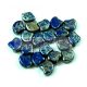 Ginko - Czech Pressed 2 Hole Glass Bead - Opaque Royal Blue Rembrandt - 7.5 x 7.5 mm