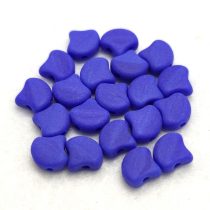   Ginko - cseh préselt kétlyukú gyöngy - Opaque Royal Blue Matt - 7.5 x 7.5 mm