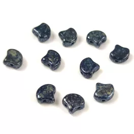   Ginko - cseh préselt kétlyukú gyöngy - Opaque Dark Blue Rembrandt - 7.5 x 7.5 mm