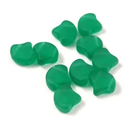   Ginko - cseh préselt kétlyukú gyöngy - Emerald Matt - 7.5 x 7.5 mm