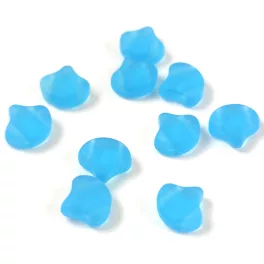   Ginko - cseh préselt kétlyukú gyöngy - Trans Aqua Matt - 7.5 x 7.5 mm