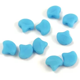   Ginko - cseh préselt kétlyukú gyöngy - Turquoise Blue Matt - 7.5  x 7.5 mm