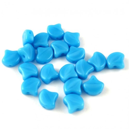 Ginko - Czech Pressed 2 Hole Glass Bead - Turquoise Blue - 7.5 x 7.5 mm