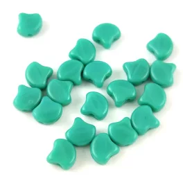   Ginko - cseh préselt kétlyukú gyöngy - Turquoise Green - 7.5  x 7.5 mm