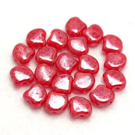   Ginko - cseh préselt kétlyukú gyöngy -  Trans Opal Red Luster - 7.5  x 7.5 mm