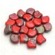 Ginko - Czech Pressed 2 Hole Glass Bead - Red Matt Rembrandt - 7.5 x 7.5 mm