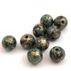Plastic round bead - Jet Gold Turquoise - 14mm