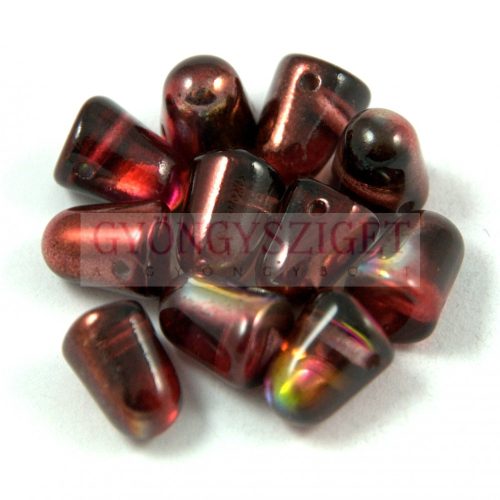 Gumdrop - Czech Glass Bead 7x10mm - crystal red brown magic