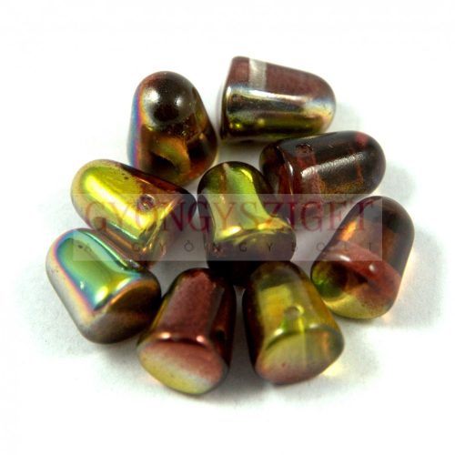 Gumdrop - Czech Glass Bead 7x10mm - crystal oliva brown magic