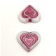 Heart in Heart bead - Alabaster Fuchsia - 14x16mm