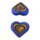 Heart in Heart gyöngy - Matt Sapphire Gold - 14x16mm