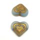 Heart in Heart bead - Matt Light Aqua Gold - 14x16mm