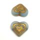 Heart in Heart gyöngy - Matt Light Aqua Gold - 14x16mm