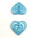 Heart in Heart bead - Matt Light Aqua Blue - 14x16mm
