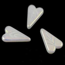   Heart Leaf gyöngy - hosszában fúrt cseh préselt gyöngy - Alabaster AB Full - 16x11mm