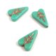 Heart Leaf gyöngy - hosszában fúrt cseh préselt gyöngy - Turquoise Green Copper - 16x11mm