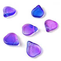   Cseh préselt virágszirom gyöngy - Szív - 12x14mm - Crystal Sapphire Purple Blend