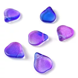   Heart Petal - Czech Glass Bead - 12x14mm - Crystal Sapphire Purple Blend