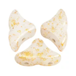 Hélios® par Puca®gyöngy - Opaque White Splash  - 6x10 mm