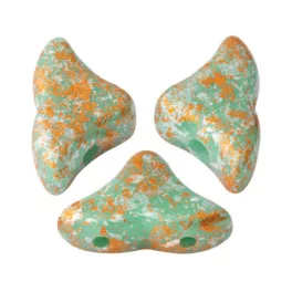  Hélios® par Puca®gyöngy - Opaque Green Turquoise Tweedy - 6x10 mm