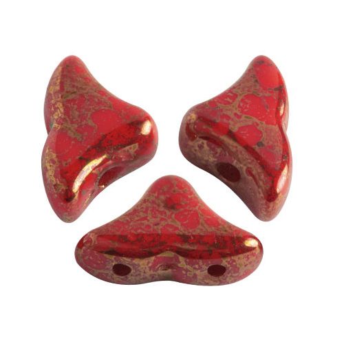 Hélios® par Puca®gyöngy - Opaque Coral Red Bronze - 6x10 mm