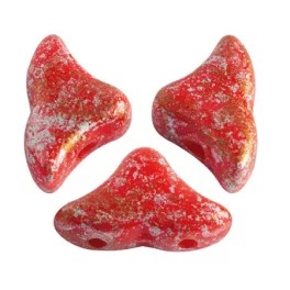  Hélios® par Puca®gyöngy - Opaque Coral Red Tweedy - 6x10 mm