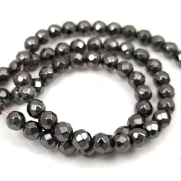 Hematite - round bead - 8mm - faceted