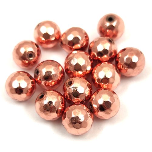 Hematite - round bead - faceted - Rose Gold colour - 6mm