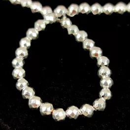   Hematite - faceted round bead - Silver colour - 3mm (appr. 145 pcs/strand)