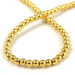   Hematite - round bead - Gold colour - 3mm (appr. 145 pcs/strand)