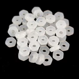 Czech Pressed Hexagon Bead - Alabaster - 2x5mm