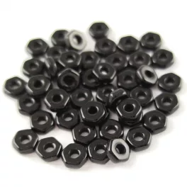 Czech Pressed Hexagon Bead - Opaque Jet - 2x5mm