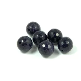 Sandstone - round bead - blue - faceted - 6mm