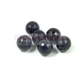 Sandstone - round bead - blue - faceted - 8mm