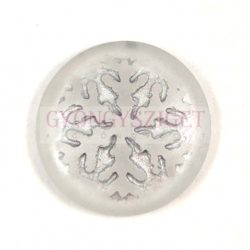 Glass cabochon - Snowflake - Crystal Matt Silver - 21mm