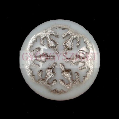 Glass cabochon - Snowflake - Alabaster Silver - 21mm