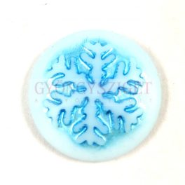 Glass cabochon - Snowflake - Alabaster Matt Aqua - 21mm