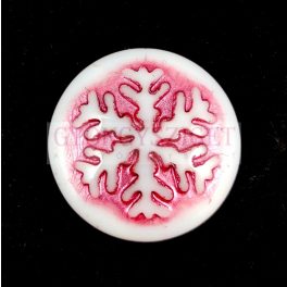 Glass cabochon - Snowflake - Alabaster Fuchsia - 21mm