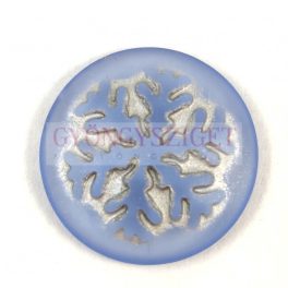 Glass cabochon - Snowflake - Matt Sapphire Silver  - 21mm