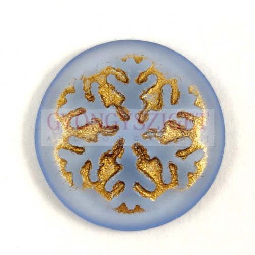 Glass cabochon - Snowflake - Matt Sapphire Gold - 21mm