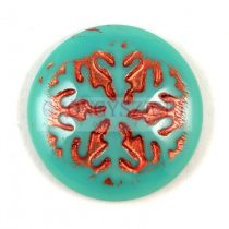 Üveg kaboson - Hópihe - Matt Green Turquoise Copper - 21mm