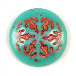  Glass cabochon - Snowflake - Matt Green Turquoise Copper - 21mm