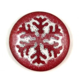 Glass cabochon - Snowflake - Light Siam Matt Silver - 21mm