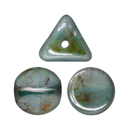 Ilos® par Puca®gyöngy - Opaque Blue Green Ceramic Look - 5x5 mm