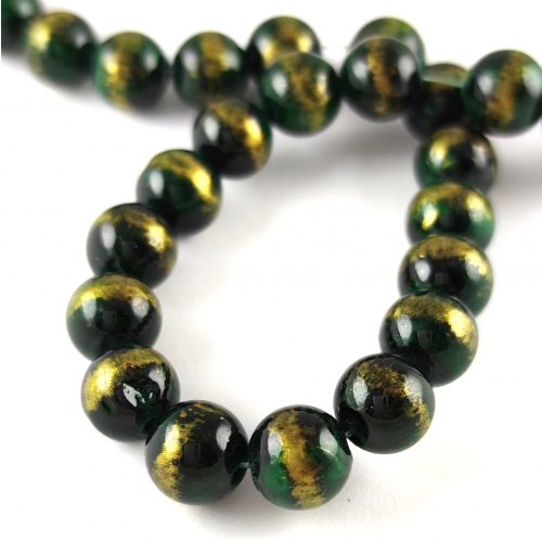 Mashan Jade - round bead - Gold Powder - Emerald - 8mm