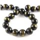 Mashan Jade - round bead - Gold Powder - Black - 8mm