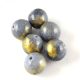 Mashan Jade - round bead - Gold Powder - Gray - 10mm