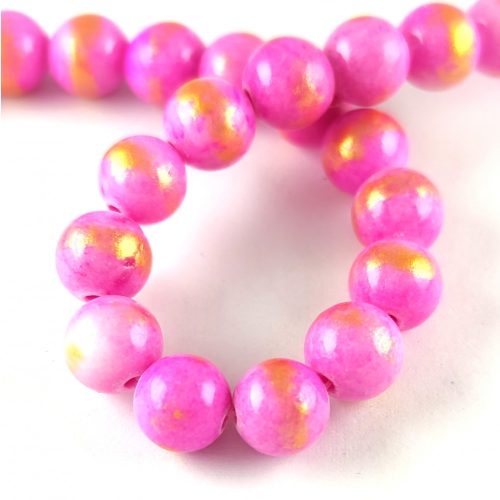 Mashan Jade - round bead - Gold Powder - Pink - 8mm - strand
