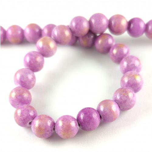 Mashan Jade - round bead - Gold Powder - Purple - 10mm